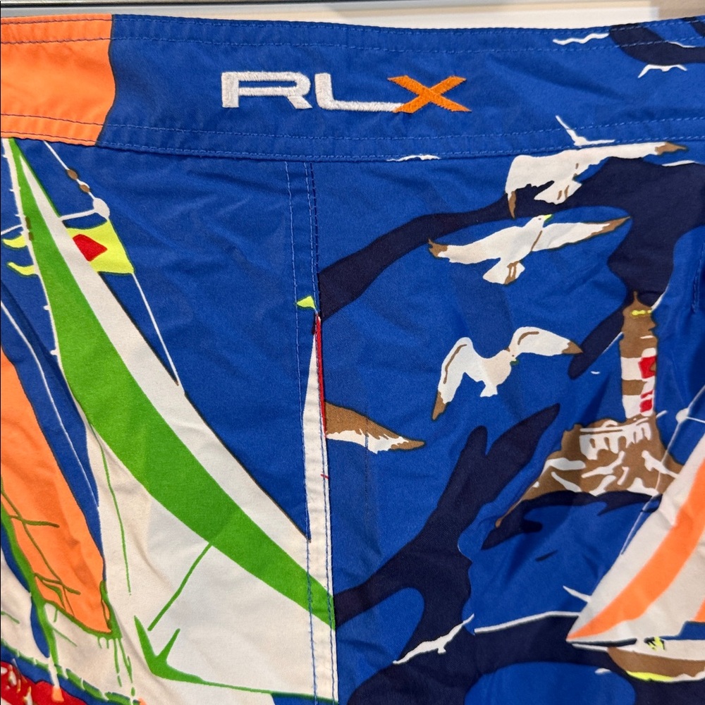 Polo Ralph Lauren RLX Swimsuit Swim Shorts w/ Sailboat Scene 32 - Picture 4 of 4